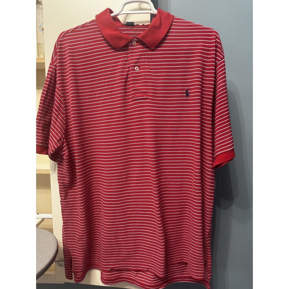 Polo Ralph Lauren Men’s Polo Shirt Big 3X Short Sleeve Red Gray White Striped